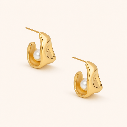 Cove Stud earrings in 316 surgical steel and 18k PVD gold